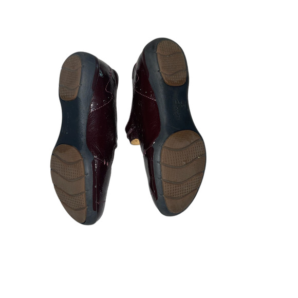 Clarks Women's 8 Un Helma Mary Jane Shoes Burgundy Patent Leather Comfort - EUC - Picture 4 of 9